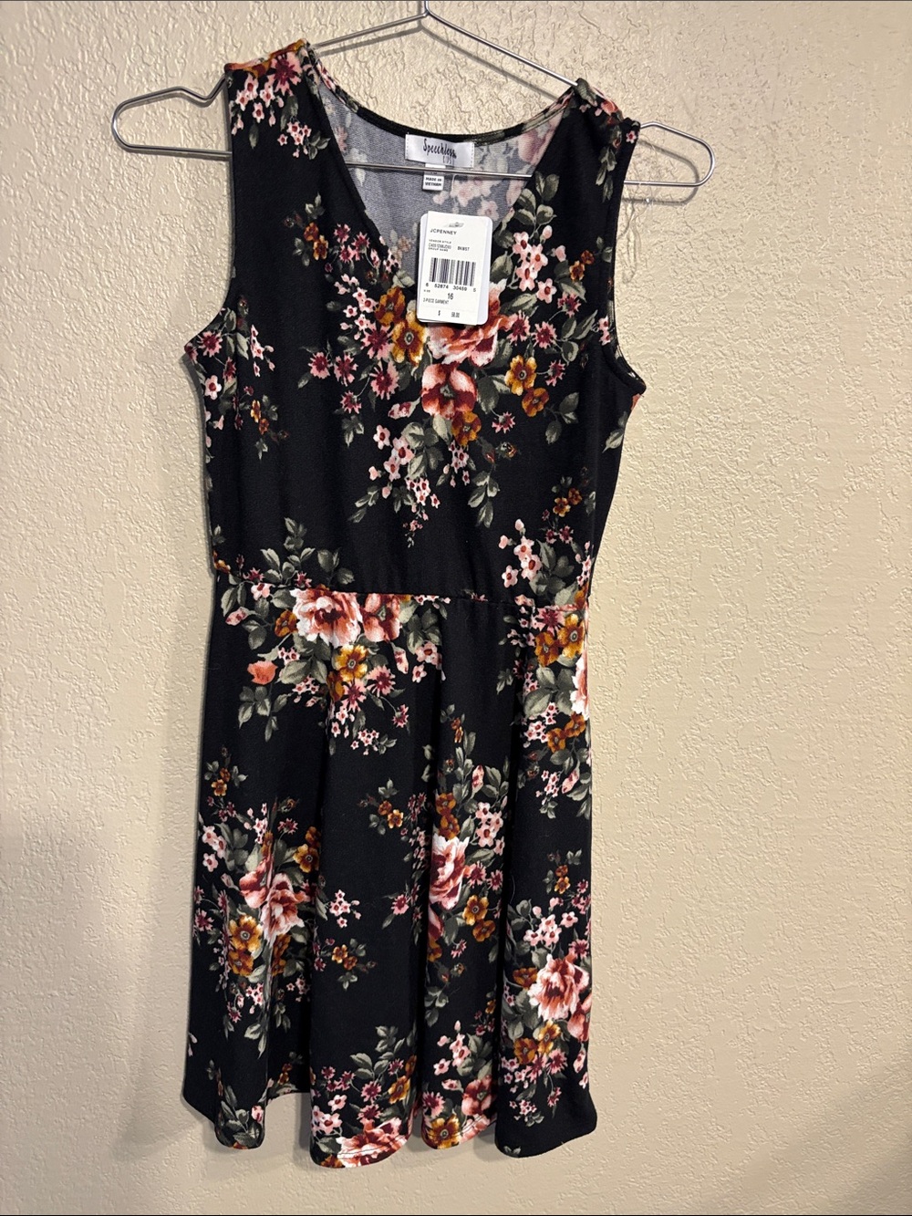 Speechless girls, black floral V-neck dress summer size 16